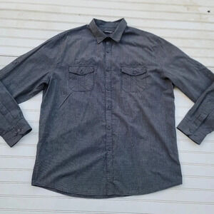Axist Shirt Mens Extra Large Black Gray Button Up Long Sleeve Casual Men XL